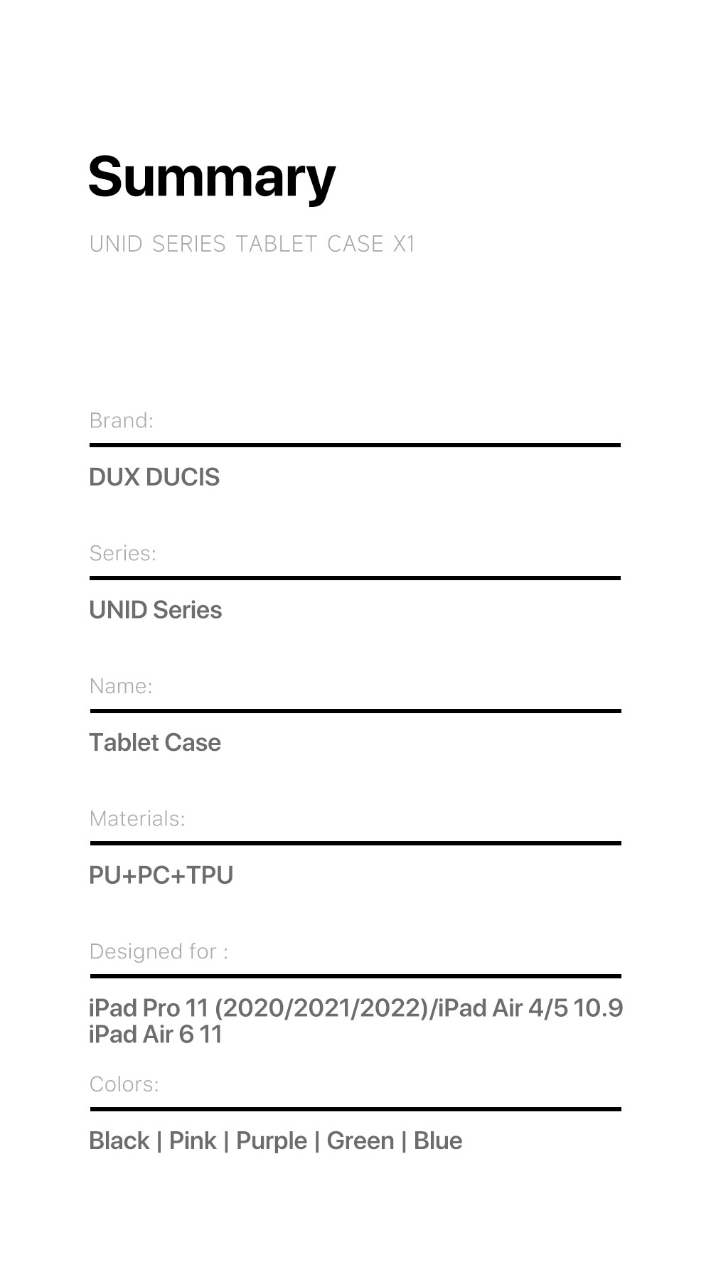 Bao da ipad Dux Ducis Unid cho Ipad Air 6/ 5/ 4/ Ipad Pro 11 M1/ M2, có khe cắm bút, auto sleep/wake, trong suốt_ Hàng chính hãng