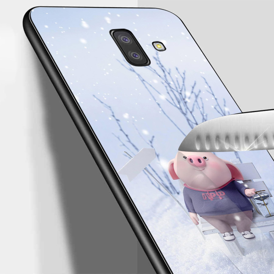 Ốp lưng cứng viền dẻo dành cho điện thoại Samsung Galaxy A6 Plus - Heo Dễ Thương MS HDTDD007