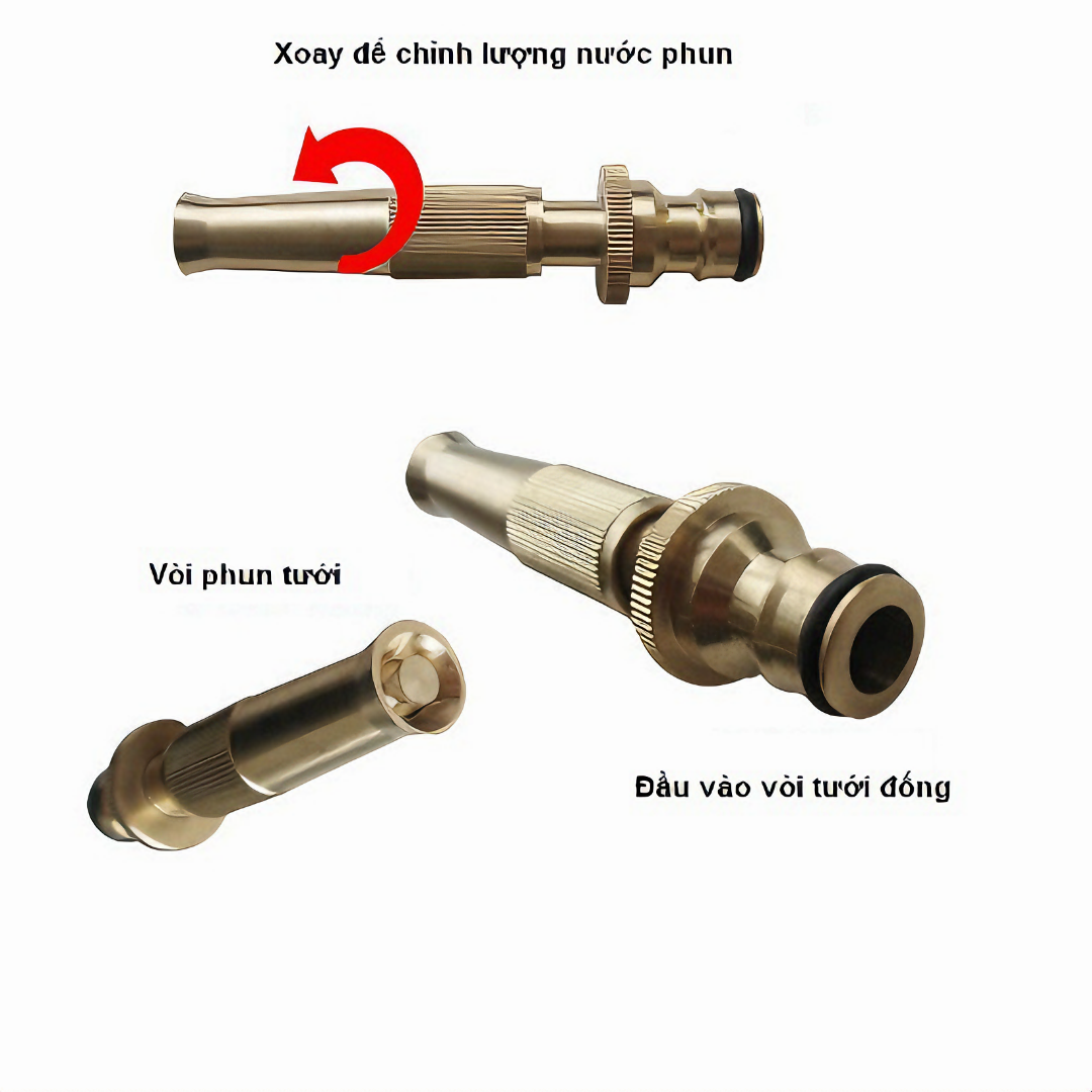 Đầu vòi xịt KG98 tăng áp lực nước đa năng mini bằng đồng, vòi rửa xe, rửa sân, tưới cây, làm vườn - Hàng chính hãng