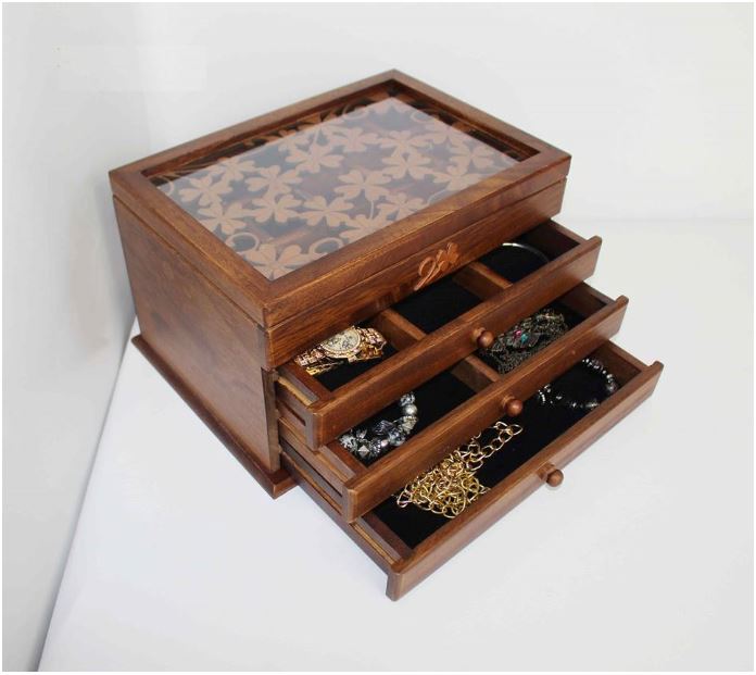 Hộp Đựng Trang Sức Gỗ 4 Tầng Vintage