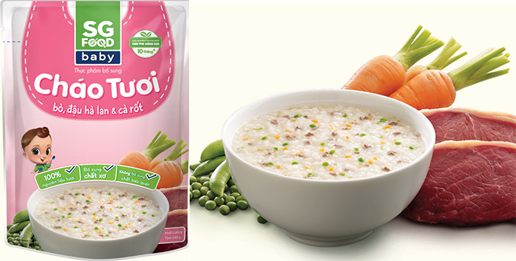 Lốc 6 - Cháo Tươi Baby Sài Gòn Food 240g, Gà, Thịt Bằm, Bò, Tôm, Lươn, Cá Hồi
