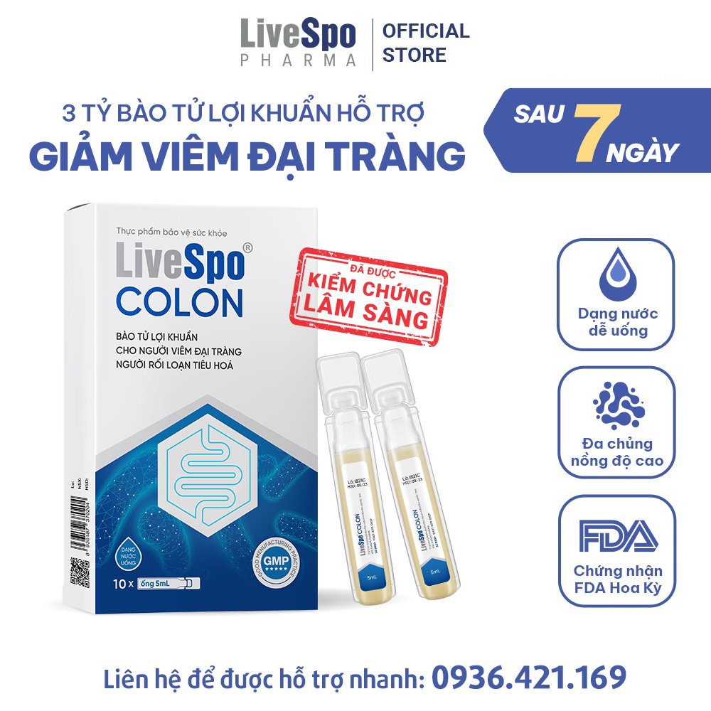 Men vi sinh LiveSpo Colon cho người viêm đại tràng, táo bón tiêu chảy (Hộp 10 ống x 5ml)