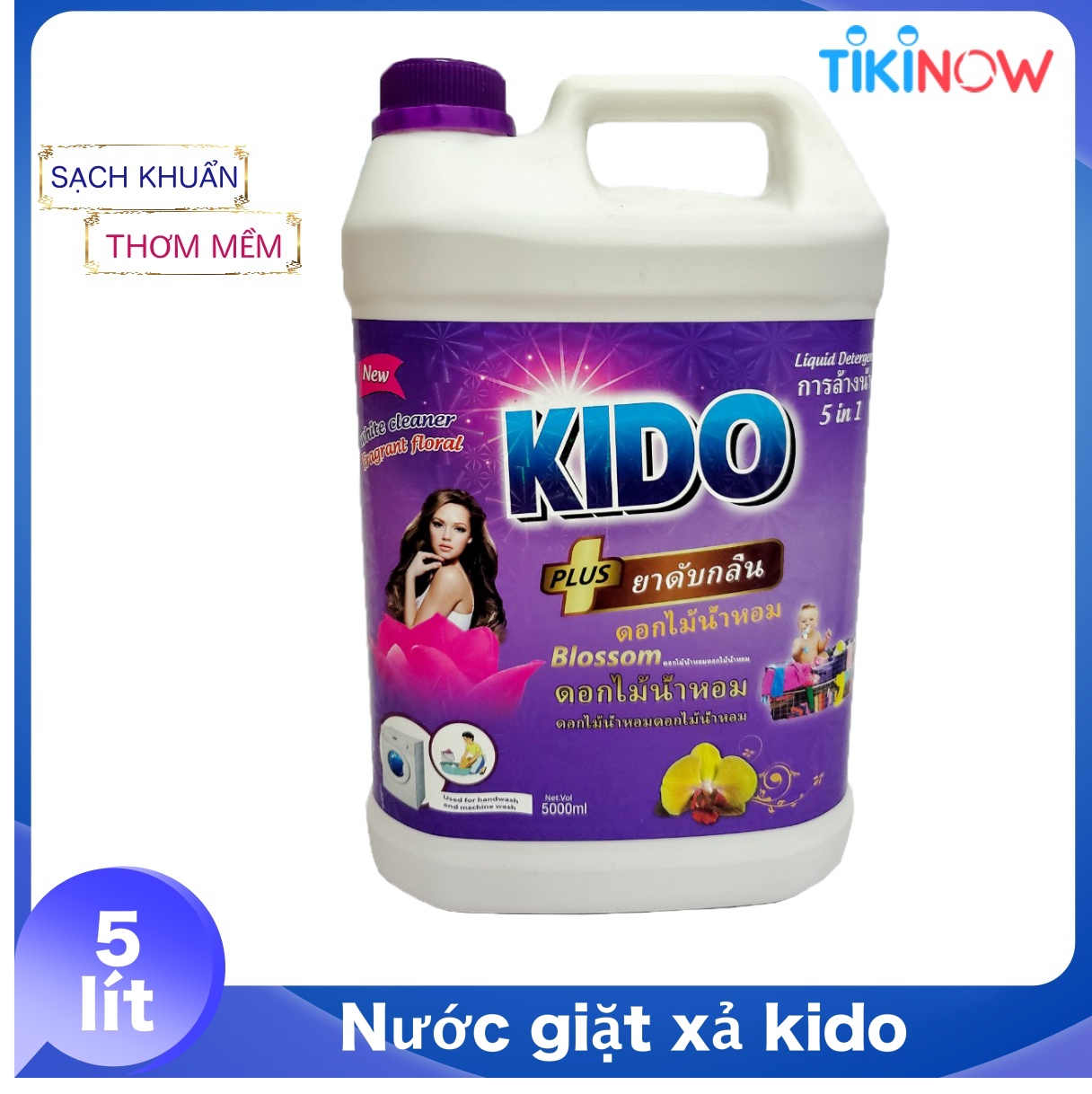 nước giặt xả 5 in1 thái lan (5 lít ) sạch nhanh kido lít lưu hương thơm lâu 4