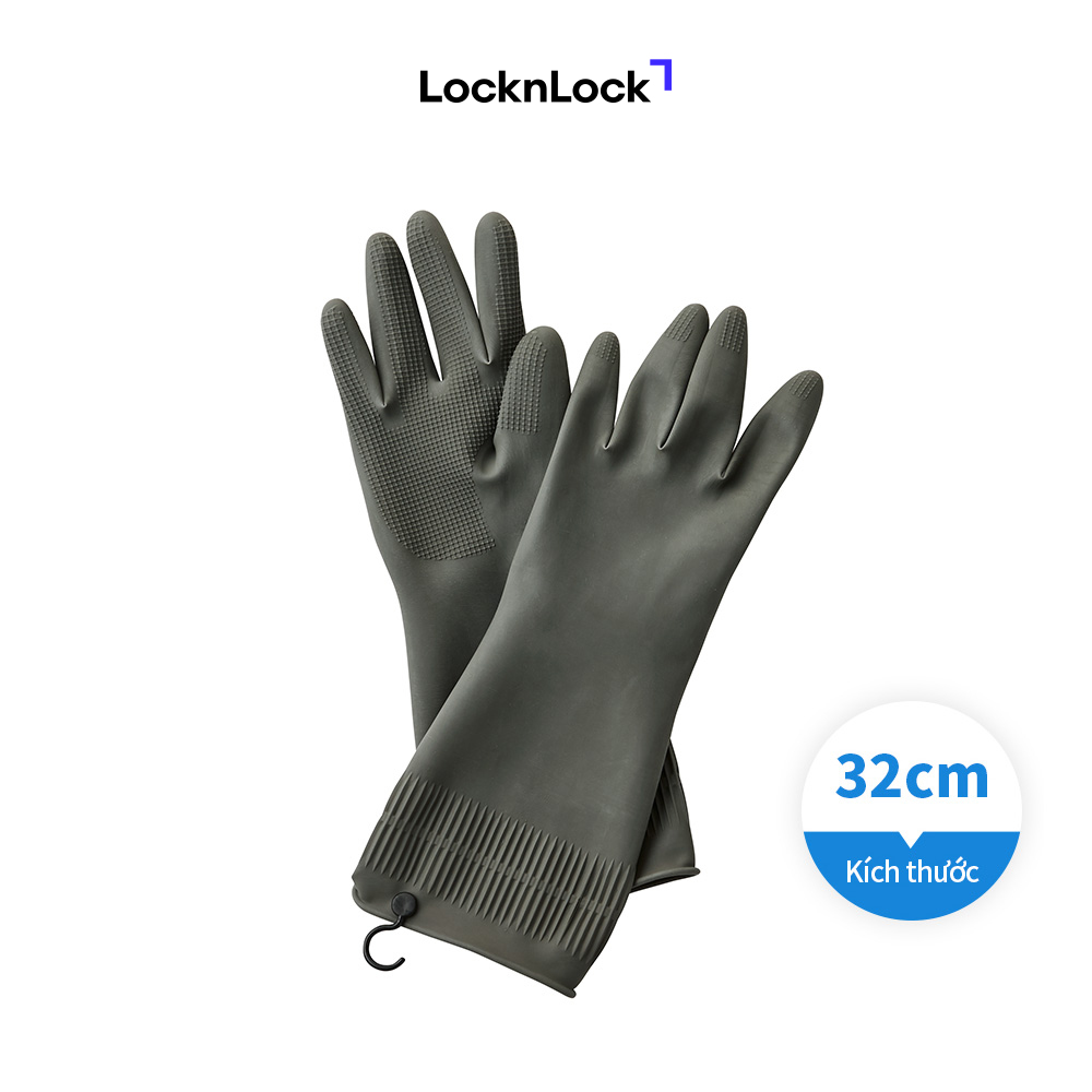 Găng tay cao su tự nhiên Lock&Lock ETM831 có móc treo – Xám – M