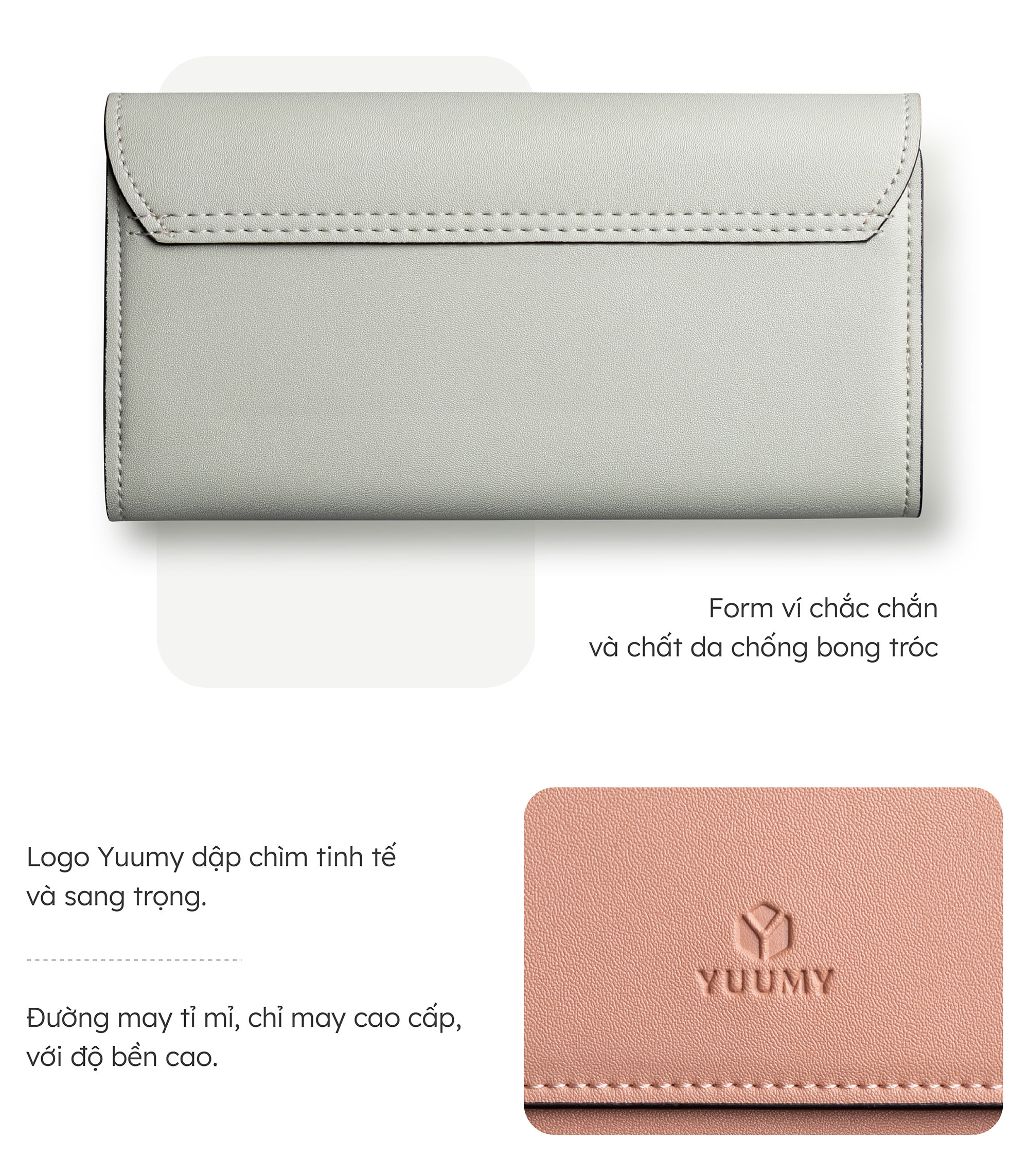 Ví Yuumy ( Thời trang nữ nắp gập kiểu cầm tay dáng dài - Ví da Seasand YV76 )