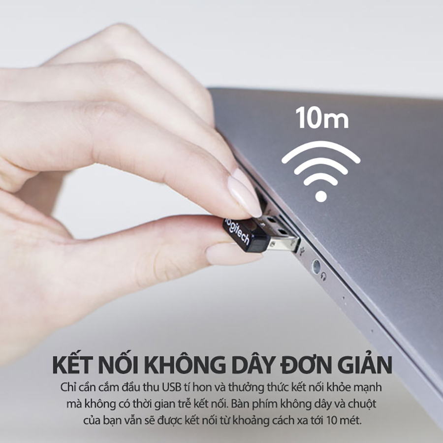 Bộ Bàn Phím Và Chuột Không Dây Logitech MK235 - Hàng chính hãng
