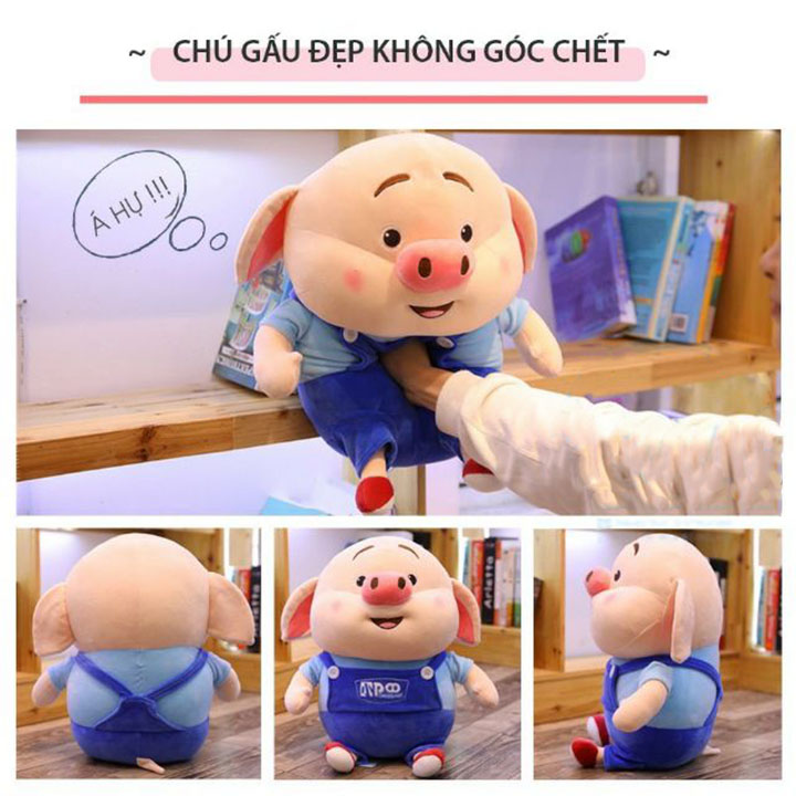 Gối ôm, gấu bông heo tiktok, thú nhồi bông heo tiktok chất liệu vải co dãn 4 chiều 5