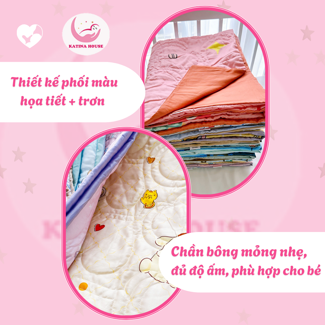 Chăn cho bé đi học Katina House 1m2x1m4, vải tencel 60s mềm mượt mát lạnh