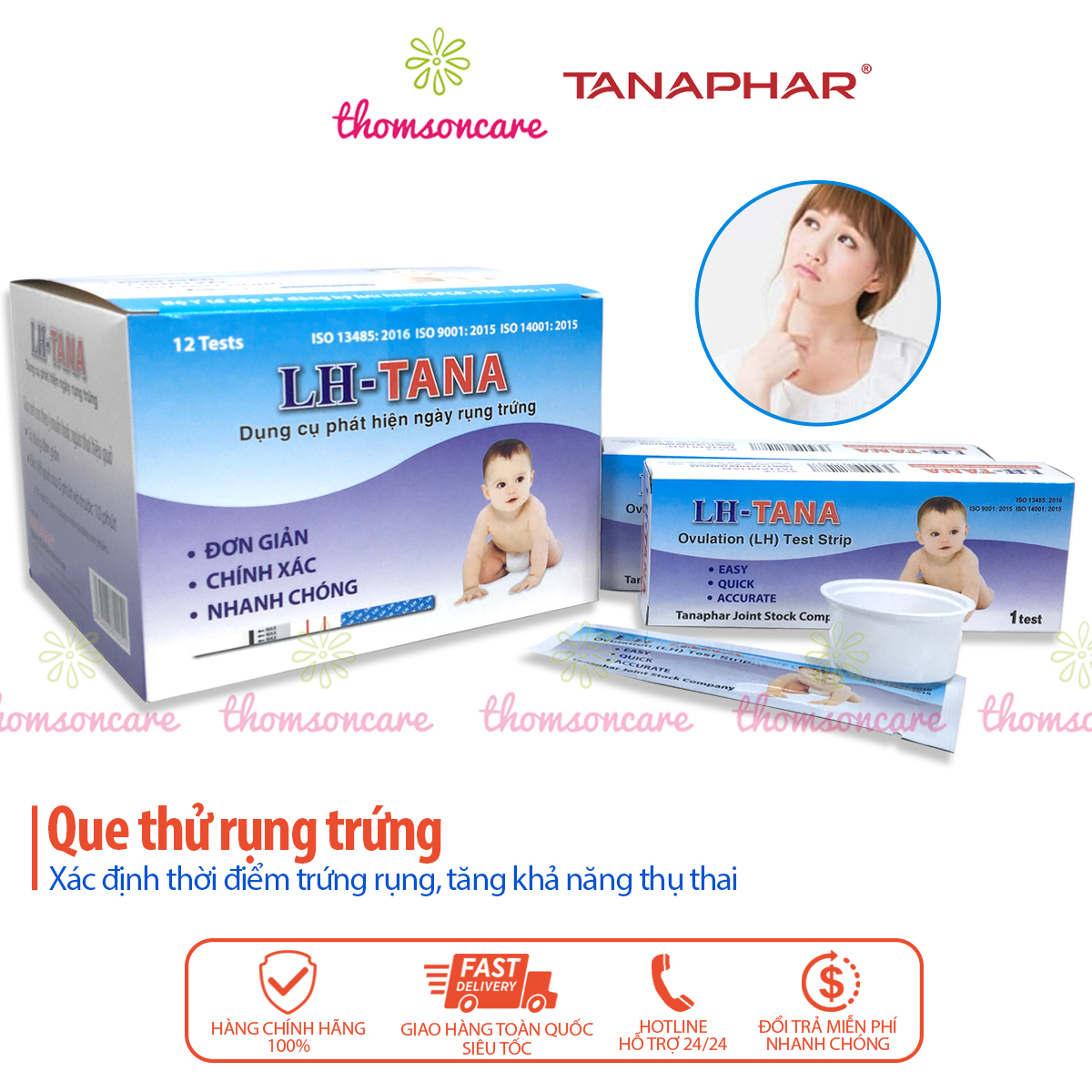 que thử rụng trứng lh tana - hộp 12 que - phát hiện thụ thai sớm, test nhanh 1