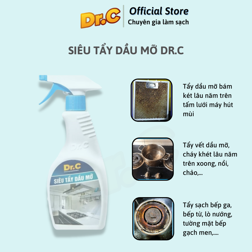 Siêu tẩy dầu mỡ Dr.C chính hãng ( TẶNG Lau kính Dr.C chính hãng)