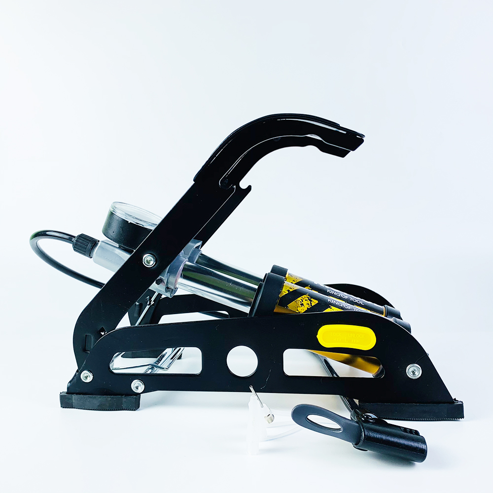 Bơm xe máy - Bơm xe đạp chân - Bơm đạp chân 2 ống đa năng - Bơm hơi đạp chân mini Xe Đạp, Xe Máy, Xe Ô tô, Xe Hơi Đa Năng Dễ Dàng Xếp Gọn thân hợp kim siêu bền, hỗ trợ cả van Mỹ và van Pháp Thương hiệu KIOTOOL