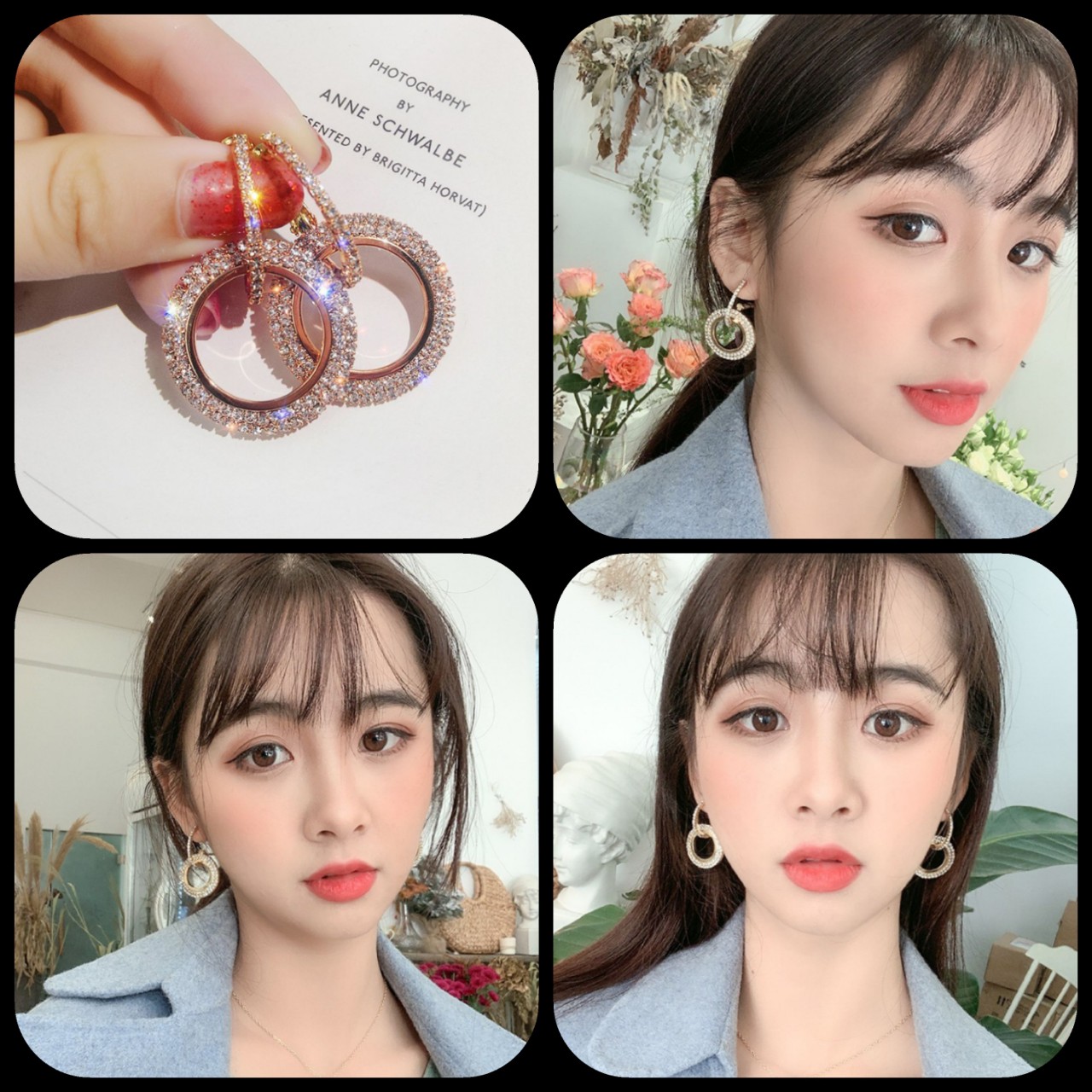 Bông tai nữ siêu xinh đính đá zircon sang trọng