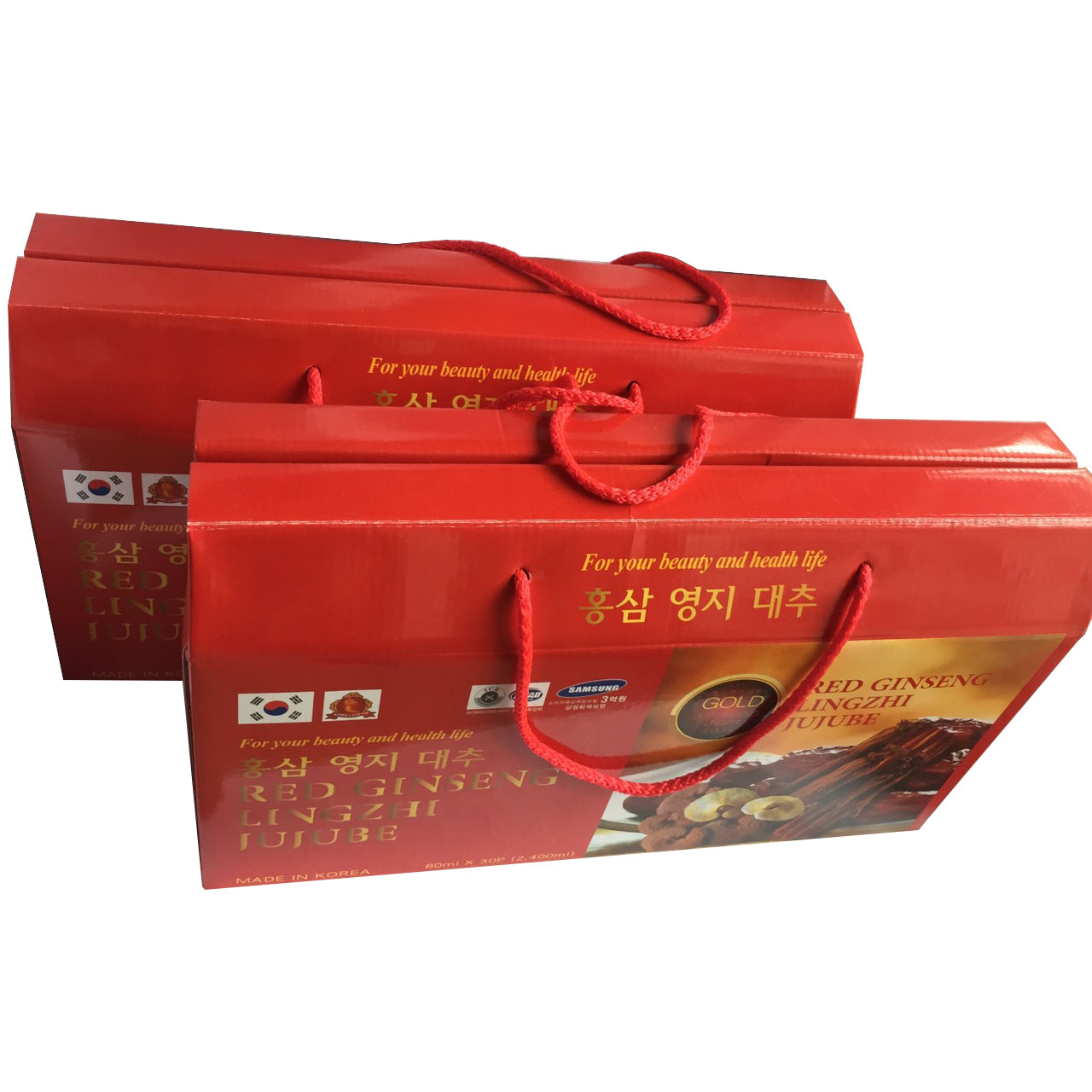 Combo 2 hộp nước hồng sâm Linh chi Táo đỏ Hàn Quốc-Red Ginseng Lingzhi Jujube Gold 30 gói x 80ml, nước sâm bịch, nước sâm,(KM 1 hộp dầu lạnh Glucosamine) 3