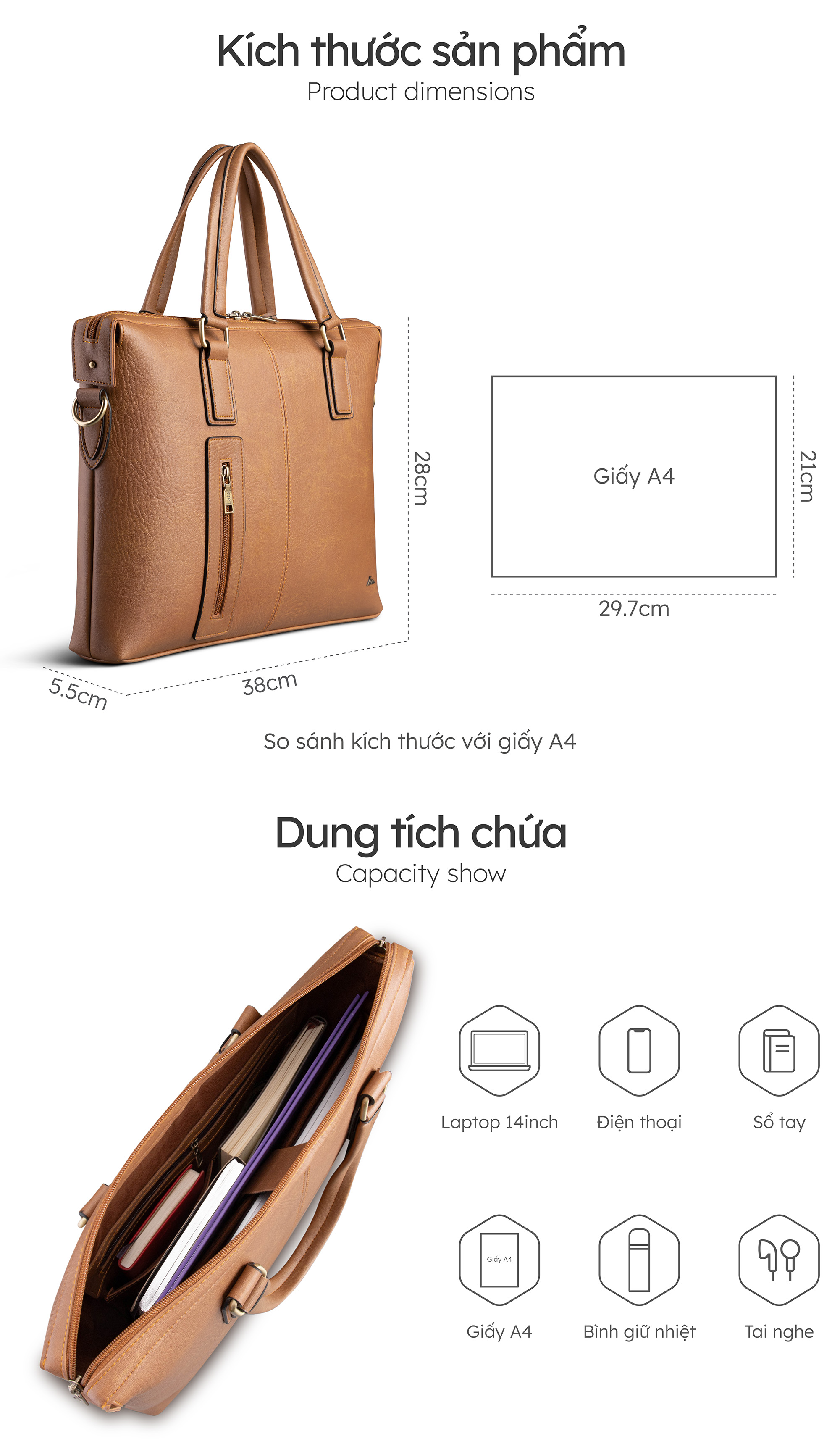 Cặp Công Sở Lata ( Thời trang nam basic - Cặp da CA42 )