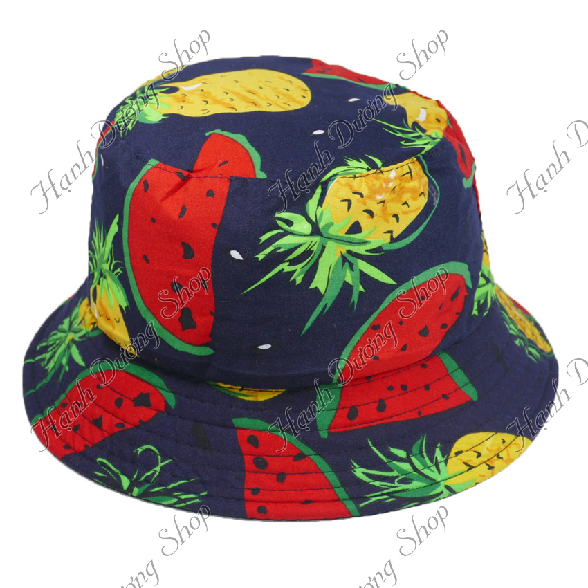 Nón bucket trái cây hot hit mũ tai bèo trái cây hoa cỏ vành nhỏ dễ thương chất liệu vải cotton thoáng mát - Hạnh Dương
