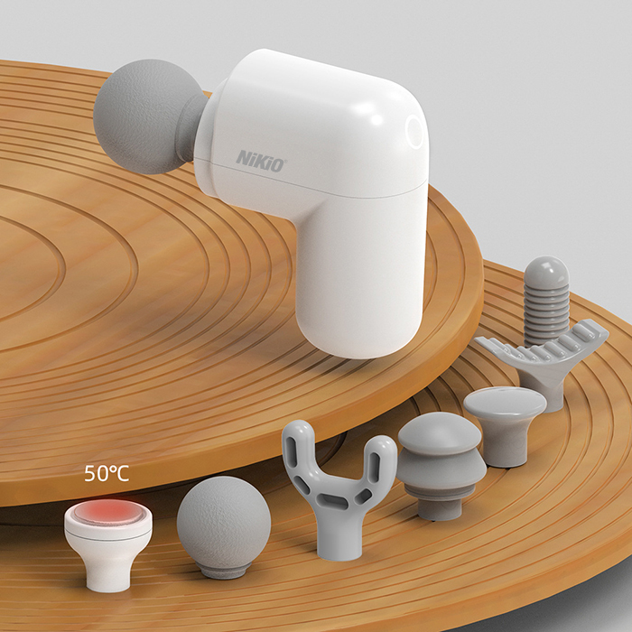 Súng Massage Cầm Tay Mini Nikio NK-173 - 6 Đầu Chuyên Dụng + 1 Đầu Nhiệt Nóng - Mát Xa Hỗ Trợ Giảm Đau Nhức Và Giãn Cơ Toàn Thân - Phù Hợp Mọi Đối Tượng, Siêu Nhỏ Gọn
