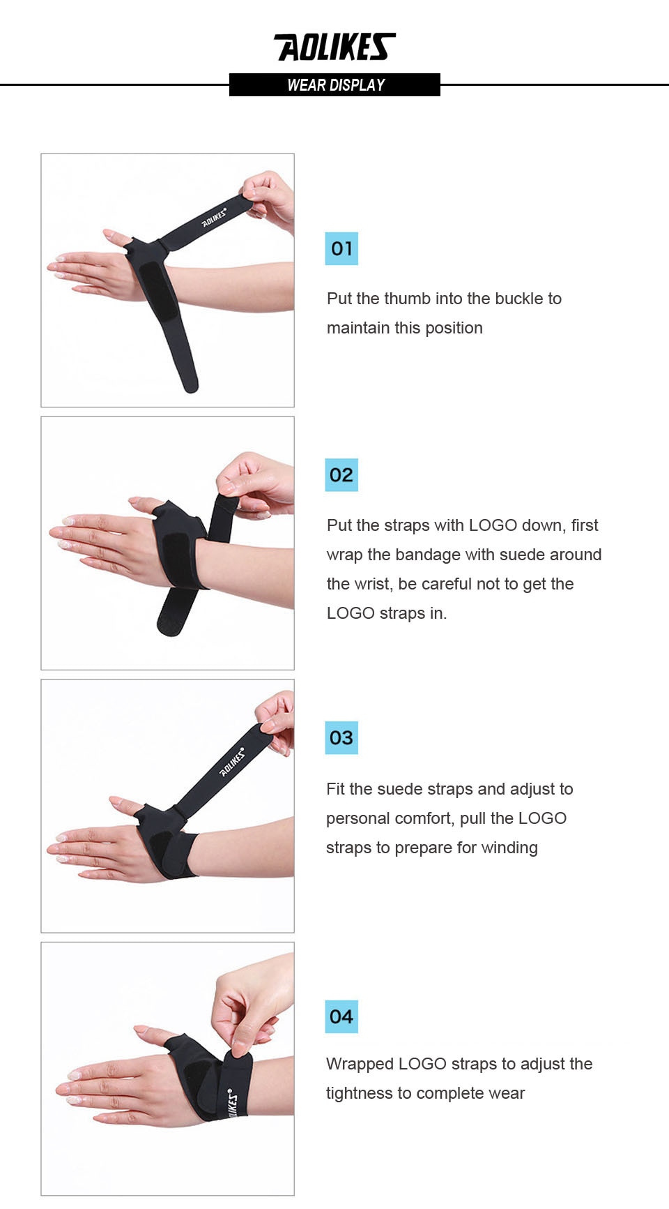 Dây Đeo Nẹp Ống Cổ Tay Hỗ Trợ khớp Khi Bong Gân Wrist Protector AOLIKES YE-1673