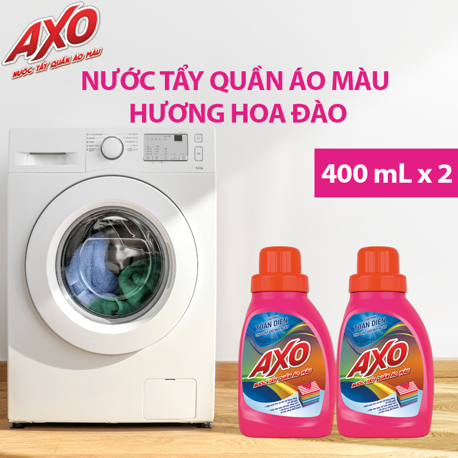Combo 4 chai Nước tẩy đánh bay vết bẩn cứng đầu cho quần áo màu AXO 400ml