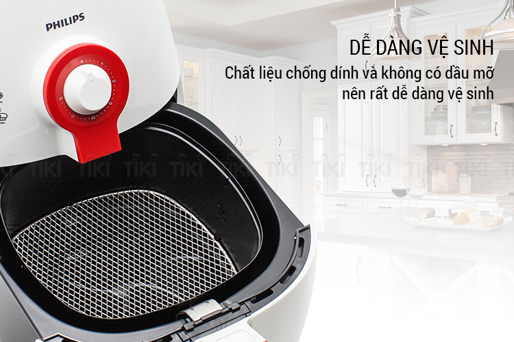 Nồi Chiên Không Dầu Philips HD9217/00 (1425W) - Trắng Đỏ