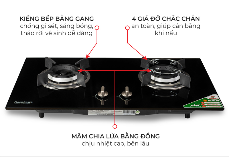 Bếp Gas Âm Nagakawa NAG1751 - Hàng Chính Hãng