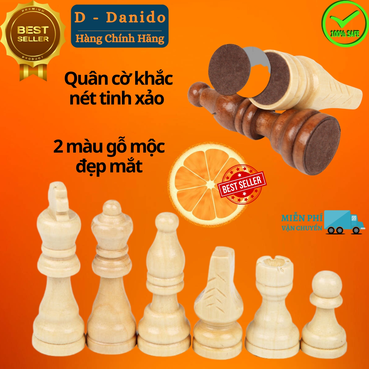 Cờ Vua Gỗ Nam Châm Cao Cấp - Bộ Cờ Vua Cao Cấp Bằng Gỗ Thông Tự Nhiên Có Gắn Nam Châm Chính Hãng