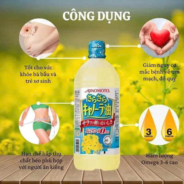 Combo 2 Chai Dầu Ăn Hoa Cải Ajinomoto (1Lít/Chai)