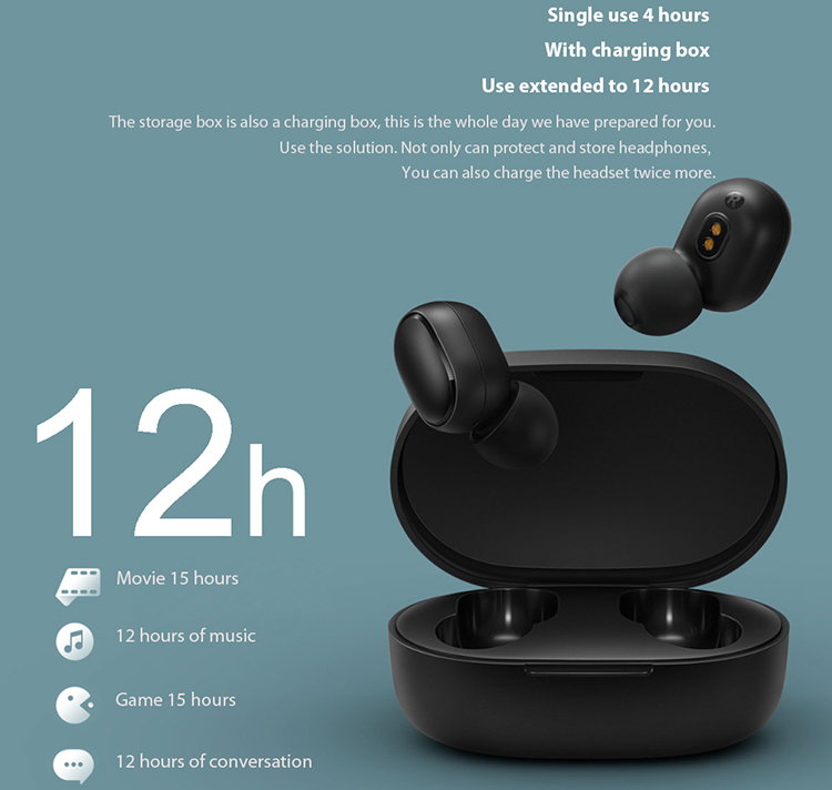 Xiaomi Redmi AirDots Mini Dual V5.0 Wireless Earphones BT Earphones 3D Stereo Sound Earbuds with Dual Microphone and - Black