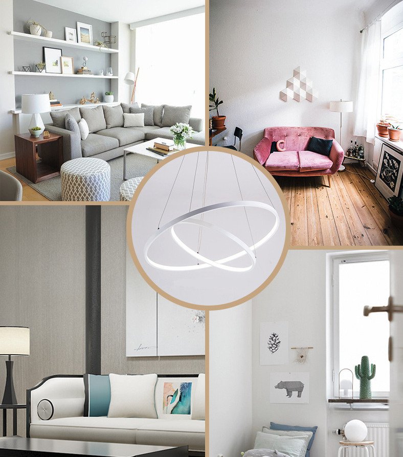 Đèn led thả trần trang trí nhà cửa 3 vòng hình tròn S559
