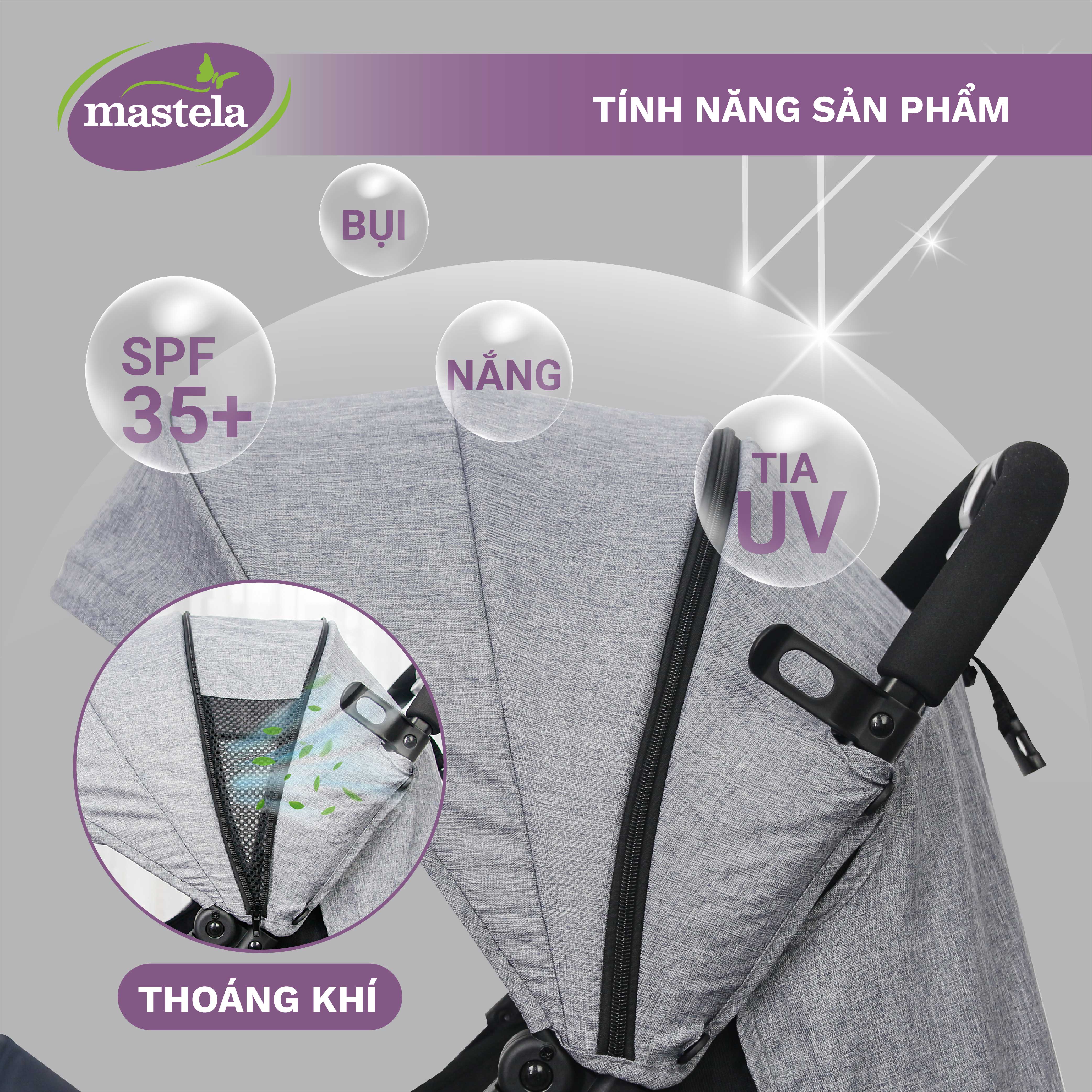 Xe đẩy gấp gọn cho bé Mastela HN-275 - Xe đẩy em bé sơ sinh cao cấp với tay kéo du lịch tiện lợi và khung aluminium siêu bền bảo hành 12 tháng
