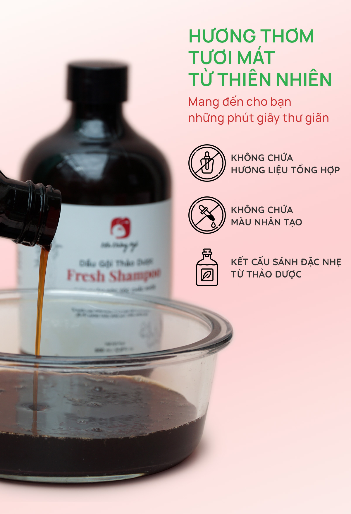 Dầu gội thảo dược Fresh Shampoo giảm rụng tóc, giảm gàu, nuôi dưỡng tóc mềm mượt và chắc khỏe từ gốc 500ml