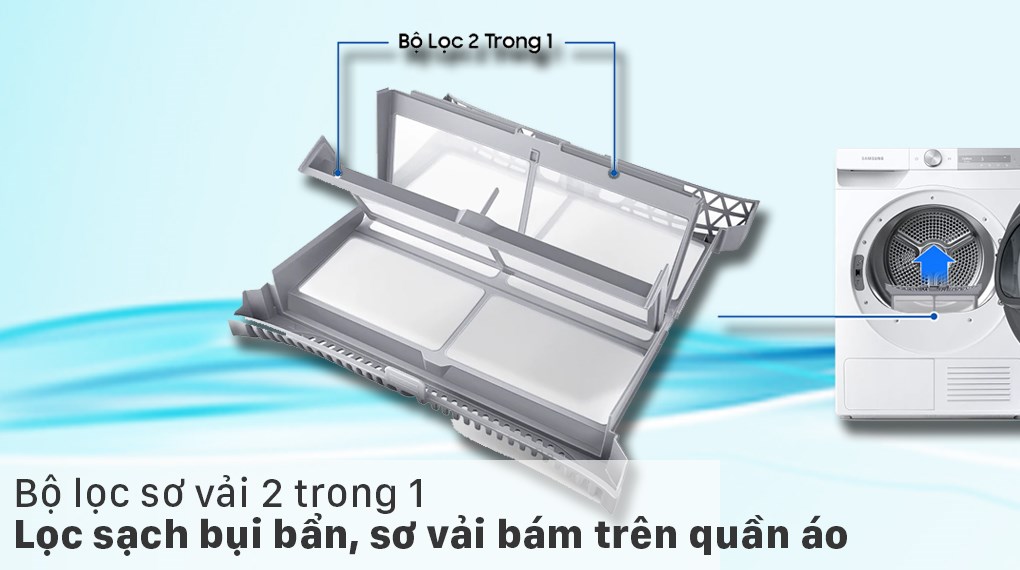 Máy sấy bơm nhiệt Samsung Inverter 9 kg DV90T7240BH/SV - Hàng chính hãng (chỉ giao HCM)