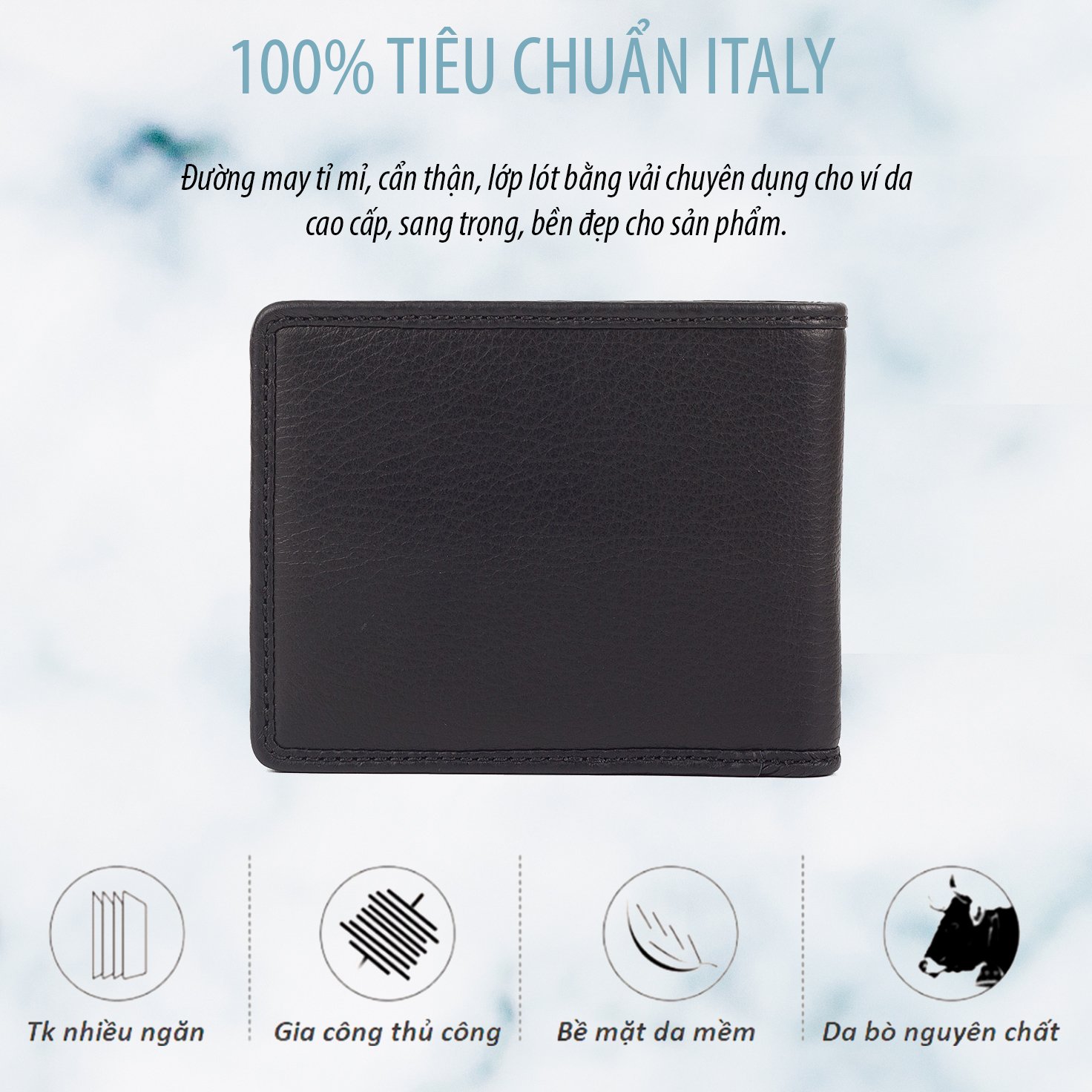 Ví nam da bò cao cấp Gianni Conti Italy 587620BLA - màu đen 