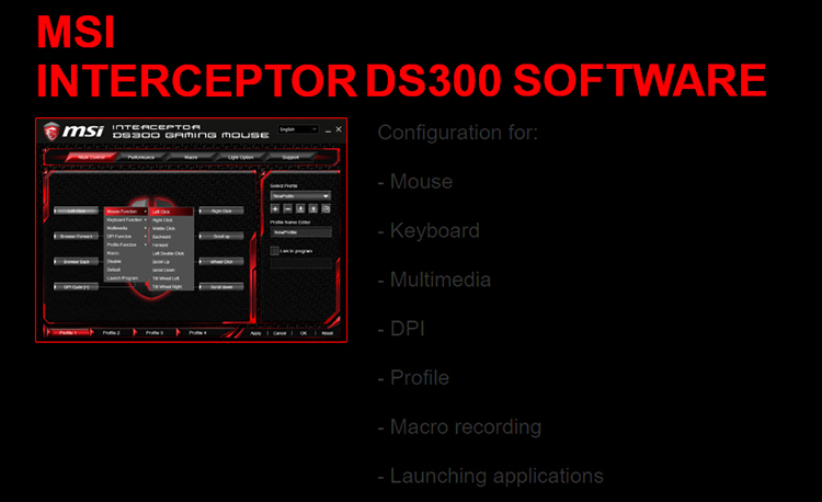 Chuột Gaming MSI INTERCEPTOR DS300 (Laser) - Hàng Chính Hãng