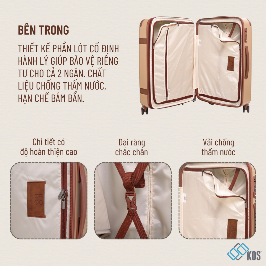 Vali du lịch MODO BY RONCATO CHARM nhựa ABS chống va đập, thương hiệu Ý, bảo hành quốc tế