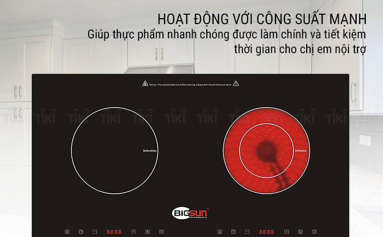 Bếp Âm Đôi Từ - Hồng Ngoại Bigsun BEH-2IF (73cm) - Hàng Chính Hãng
