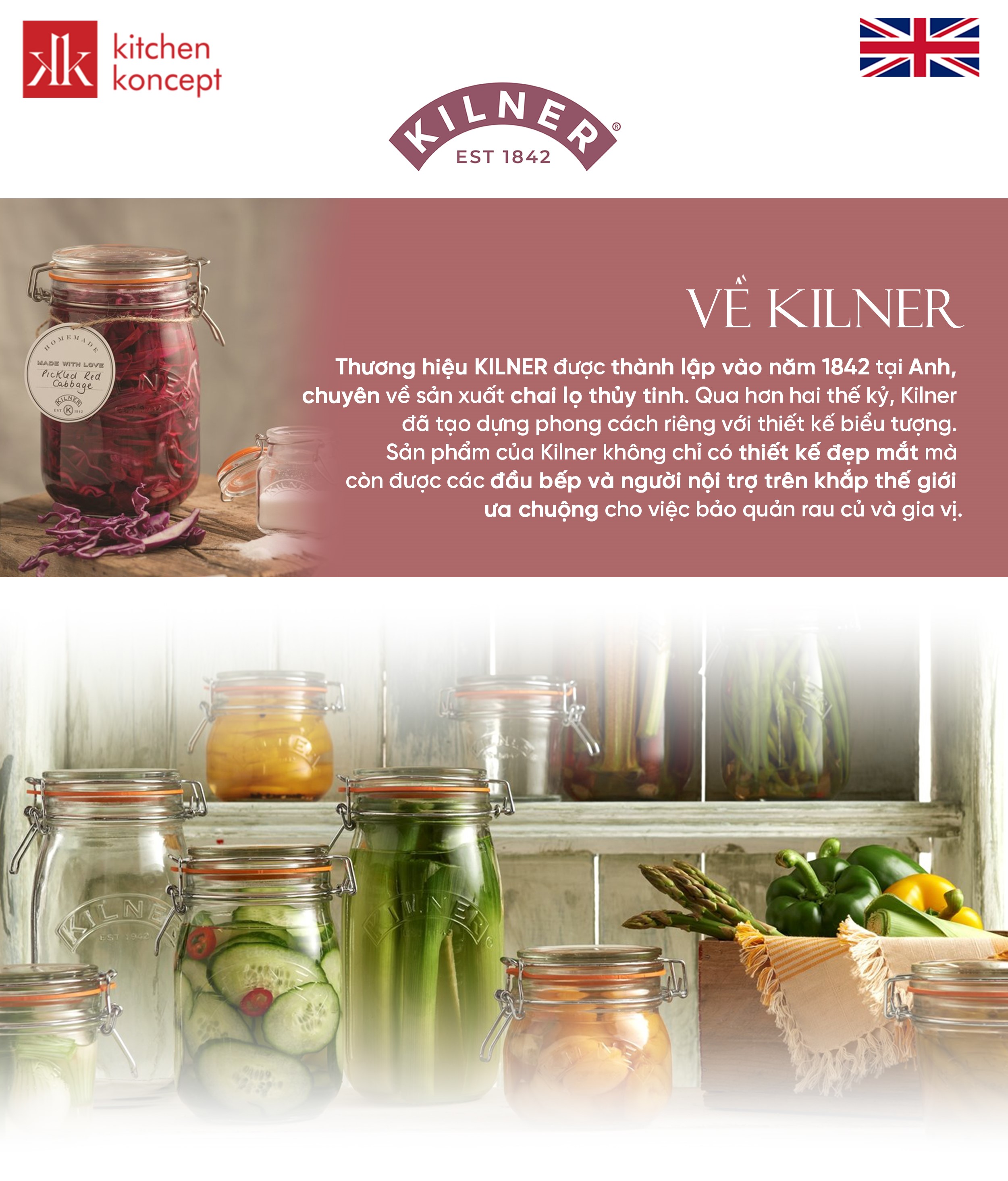 Kilner Hũ Thủy Tinh Tròn/ Vuông/Vát Cạnh - Nhiều Kích Cỡ