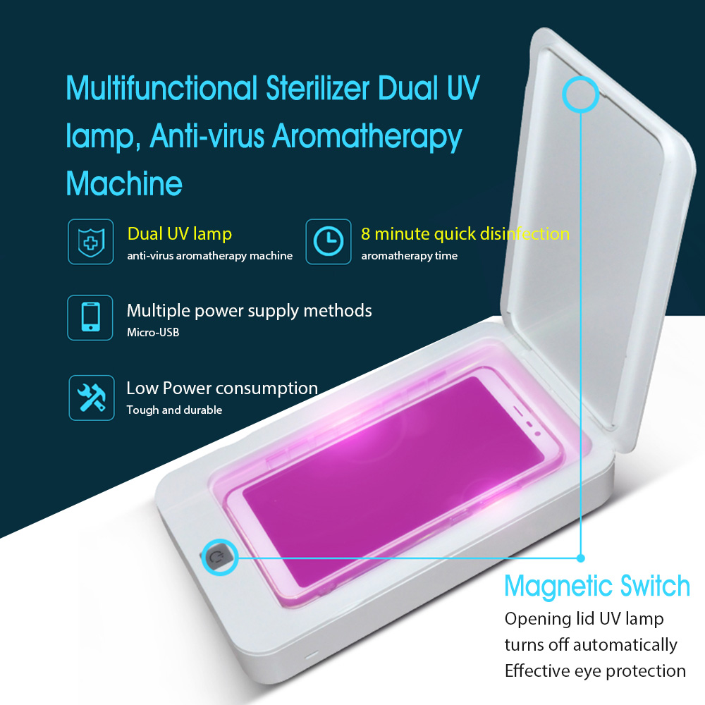 Hộp Đèn Khử Trùng Khẩu Trang/Điện Thoại Bằng Tia UV Với Sạc USB Cho iOS