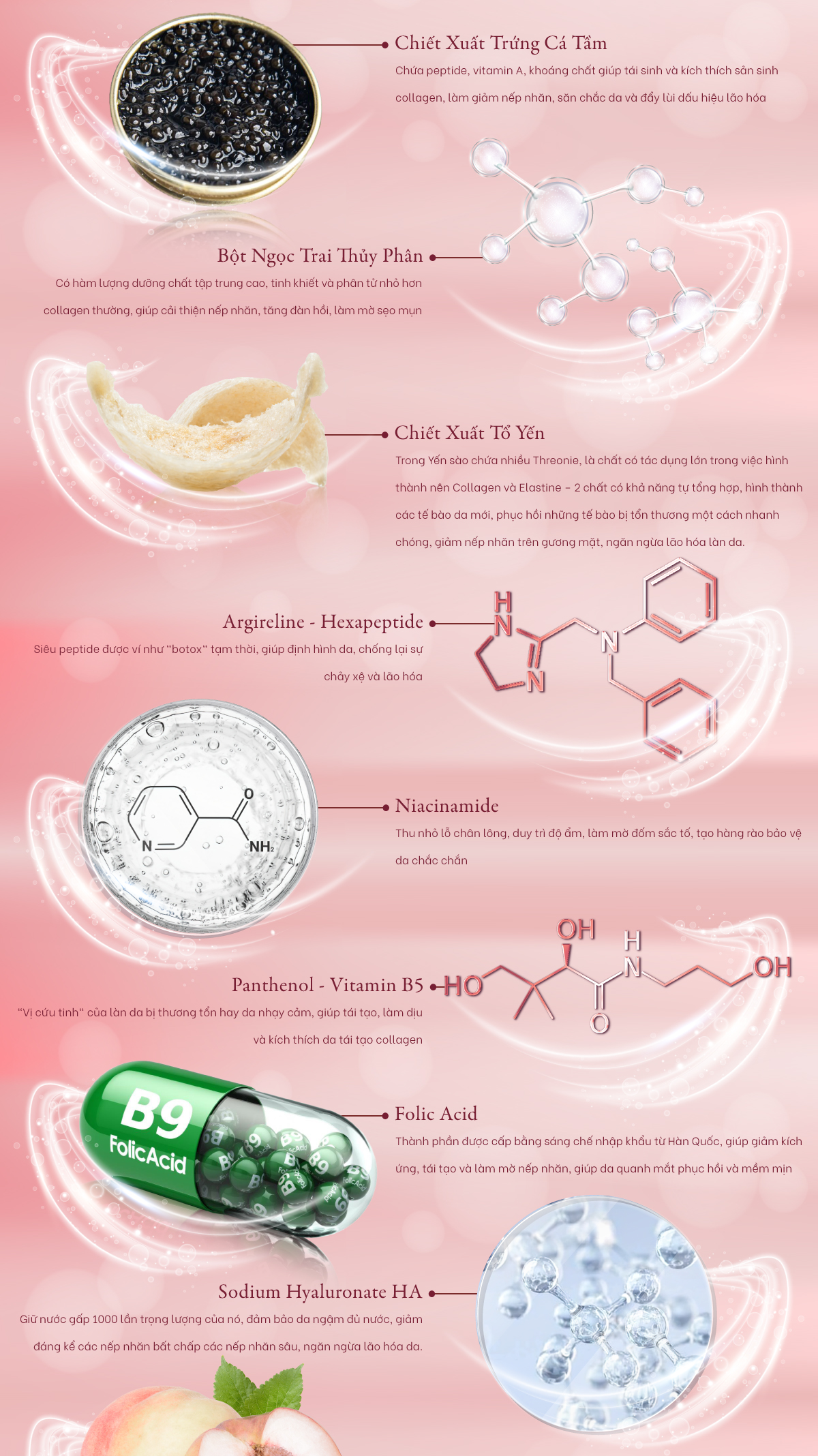 Kem Dưỡng Mắt Chống Lão Hóa Chiết Xuất Trứng Cá Tầm và Peptide Collagen, Làm Sáng Quầng Thâm Mắt Với Ngọc Trai, Tổ Yến, Làm Mờ Nếp Nhăn, Giảm Bọng Mắt Peach Blossom Hydrating Caviar Eye Cream