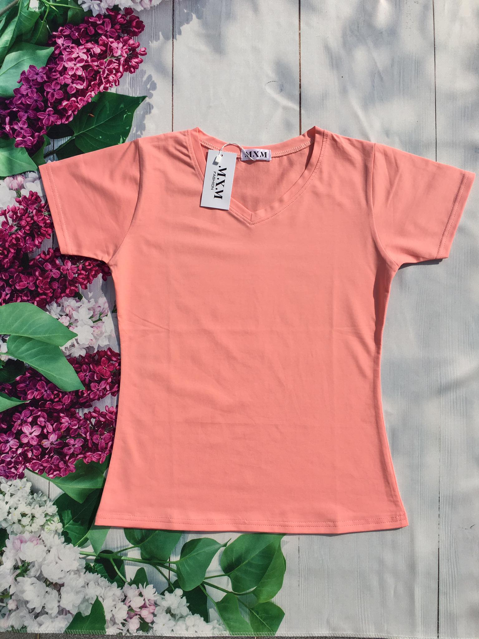 Áo thun nữ trơn cổ tim tay ngắn thun cotton 4 chiều form ôm body MXM ( ANU007 )