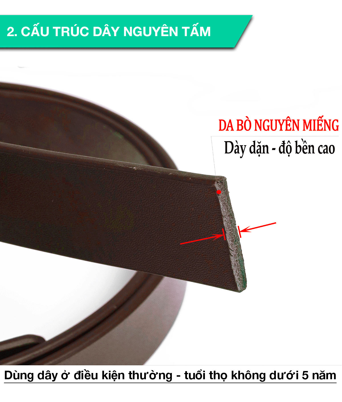 Thắt lưng da bò nguyên tấm L113 cao cấp nhiều mặt Bụi Leather - Bảo hành 12 tháng