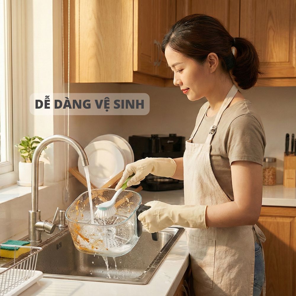 Nồi chiên không dầu thủy tinh Mishio MK373 - Dung tích 7 lít lòng nồi không bong tróc gỉ sét - Hàng chính hãng