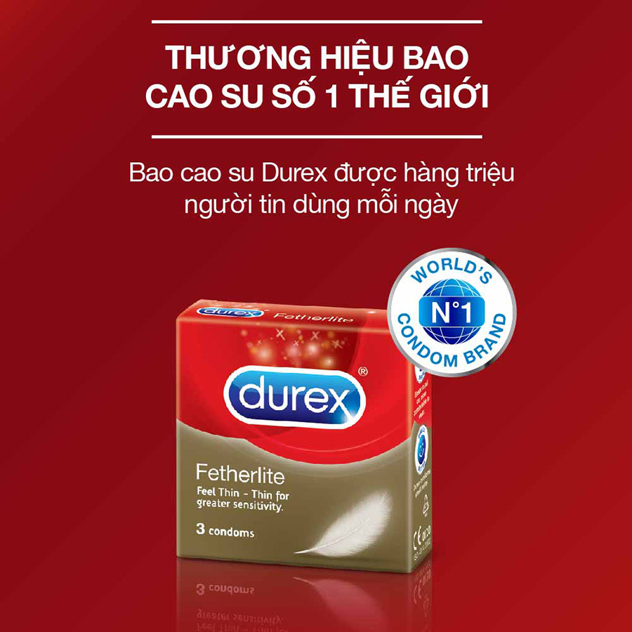 Bộ Sản Phẩm Durex: 3 Hộp Bao Cao Su Siêu Mỏng Durex Fetherlite (3 Cái / Hộp)