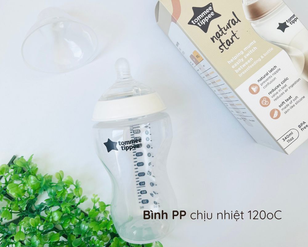 Combo Bình Sữa Tommee Tippee Natural Start Ty Siêu Mềm Tự Nhiên 340ml & Núm Ty Silicon Thay Thế 6M+