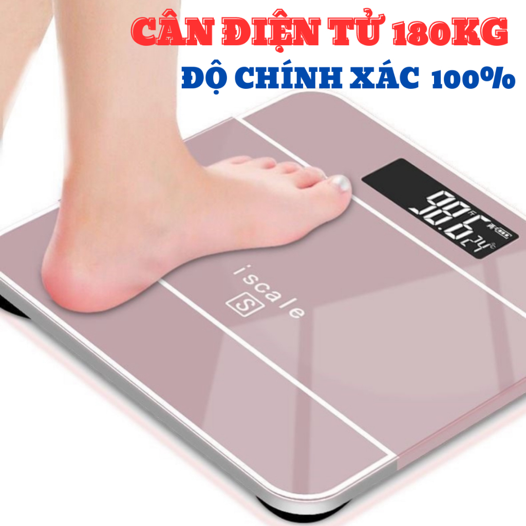 Cân sức khỏe điện tử iSCALE cân tối đa 180kg - Cân điện tử 180kg - Hàng chính hãng