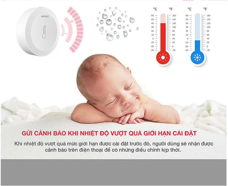Cảm biến nhiệt độ & độ ẩm Hafele Smart Living - Hafele Temperature & Humidity sensor (Hàng chính hãng)