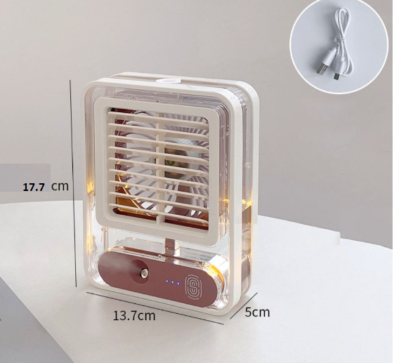 Quạt máy điều hòa hơi nước mini làm mát không khí 5 ô phun sương, 3 chế độ hẹn giờ thông minh, tích hợp đèn led 7 màu
