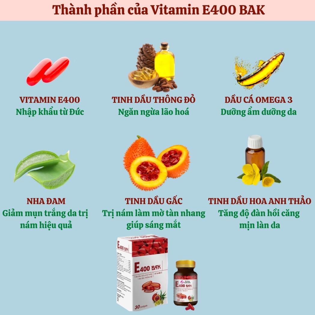 vitamin e đỏ e400 bak 400mg - viên uống đẹp da vitamin e đỏ nga 400iu 2