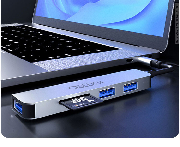 bộ chia cổng usb, hub chuyển đổi usb type c aswei