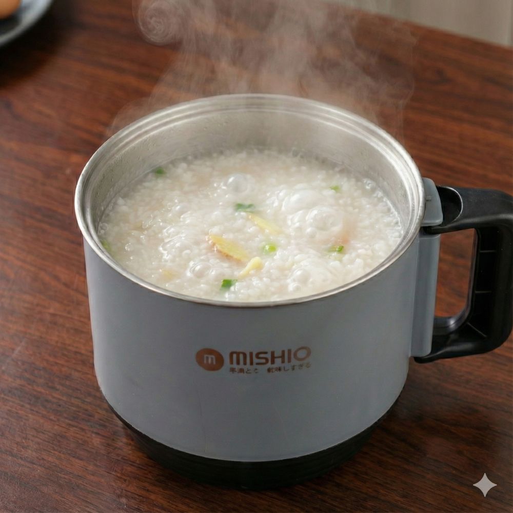 Nồi Lẩu Điện Mini 1.5L Mishio MK392 600W lòng nồi inox 304 không gỉ sét - hàng chính hãng