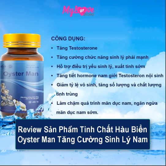 Tinh Chất Hàu Biển Oyster Man Tăng Cường Sinh Lý Nam, Cải Thiện Xuất Tinh Sớm, Yếu Sinh Lý, Hộp 30 Viên 1